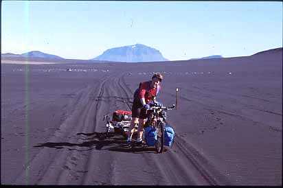 Pushing our bikes through Europe's largest desert for five hours!