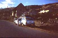 Travelling by taxi-brousse - our second puncture of the day - no spare!