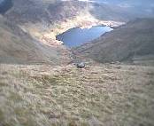 Lake on the side of Carnedd Dafydd